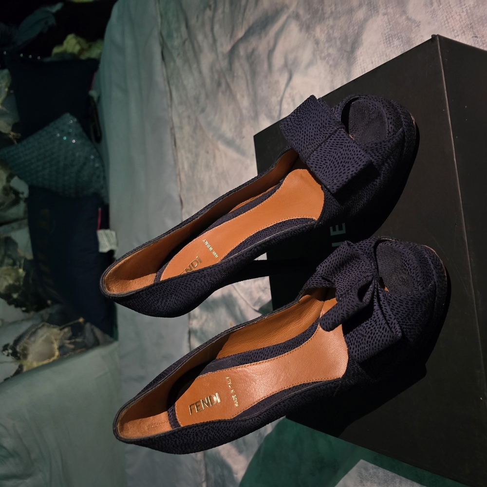 Vintage Fendi Women's Black Peep Toe Shoes